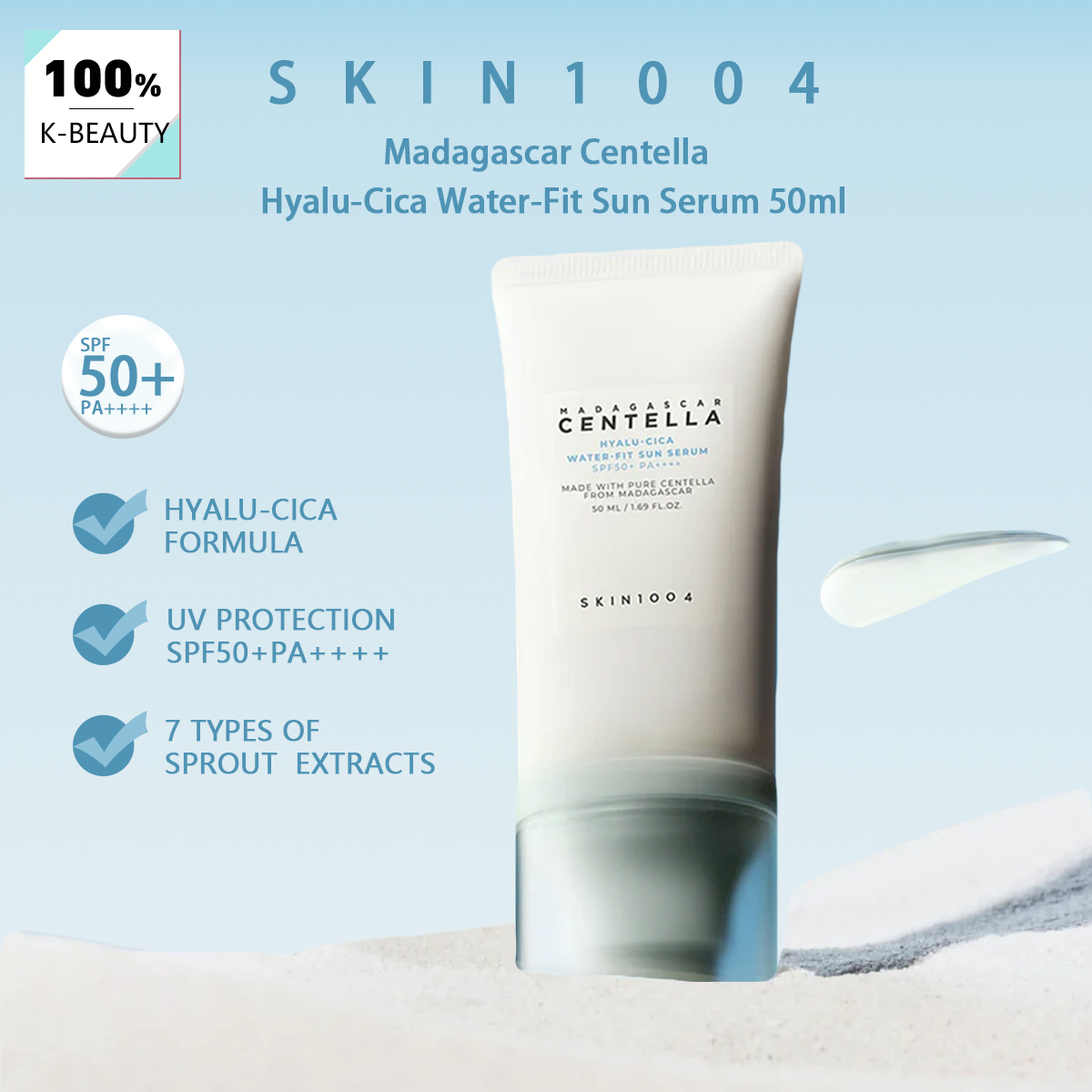 Spf 50 Sunscreen - SKIN1004 Madagascar Centella Hyalu-Cica Water-Fit Sun