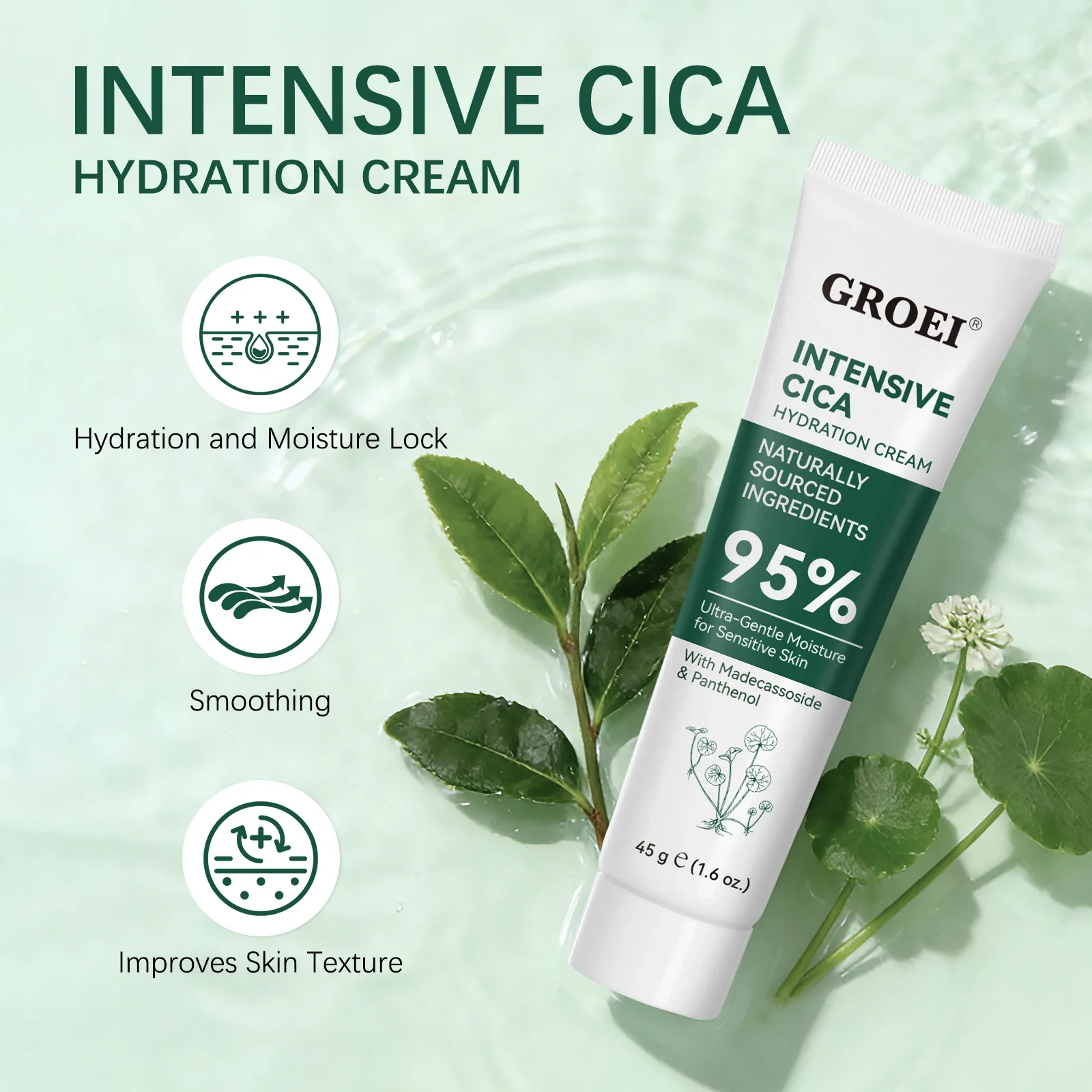Skincare Glow - GROEI Krem nawilżający z trawą śnieżną