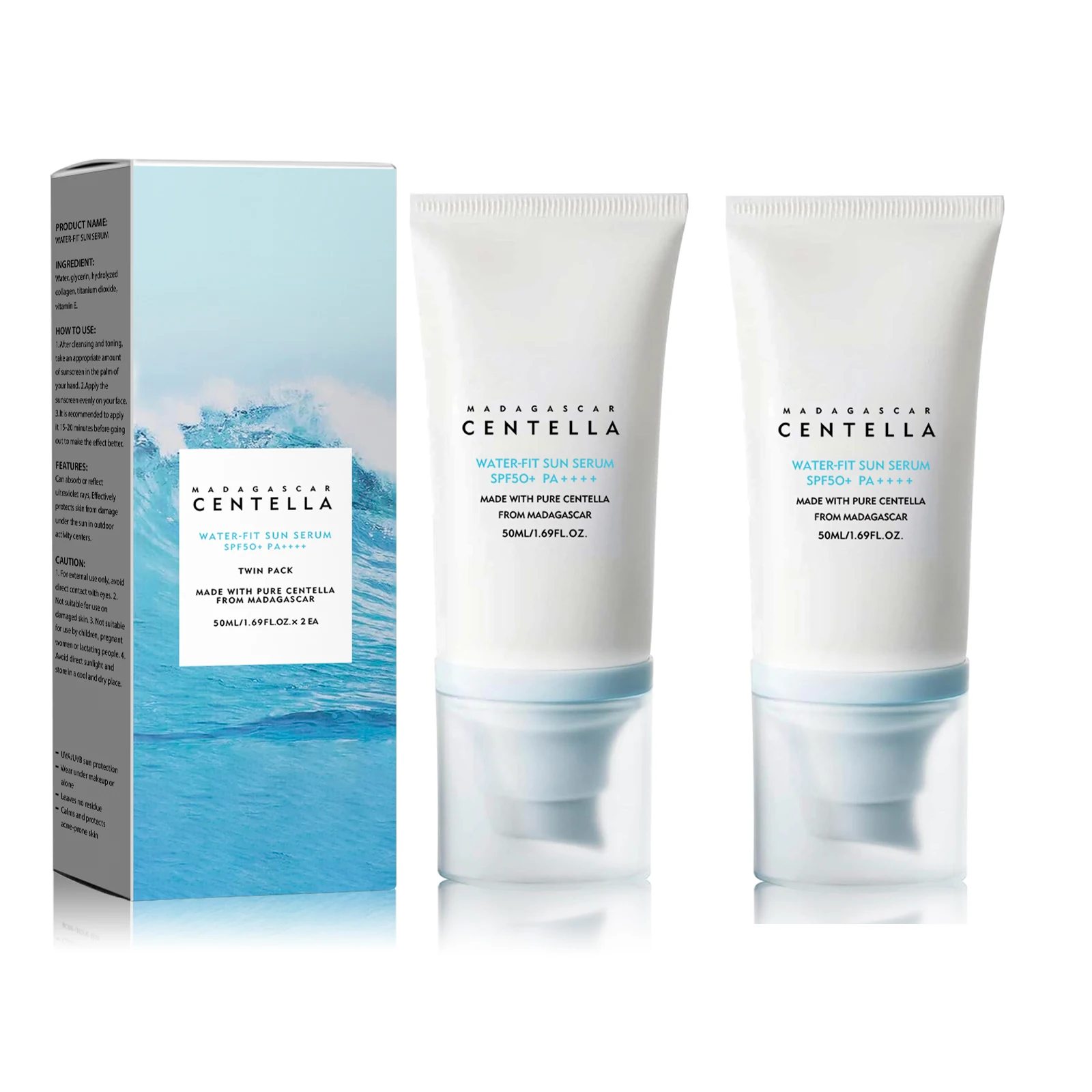 Spf 50 Sunscreen - 2/1 szt. Krem przeciwsłoneczny SPF50+ Centella