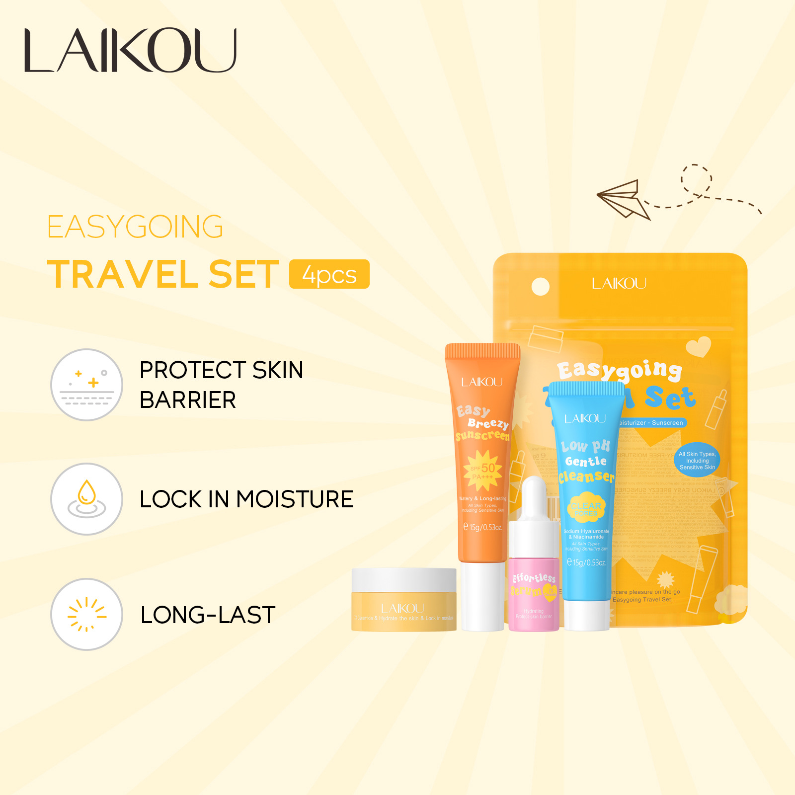4PCS Laikou Ceramide Travel Su – Spf 50 Sunscreen recenzja i cena