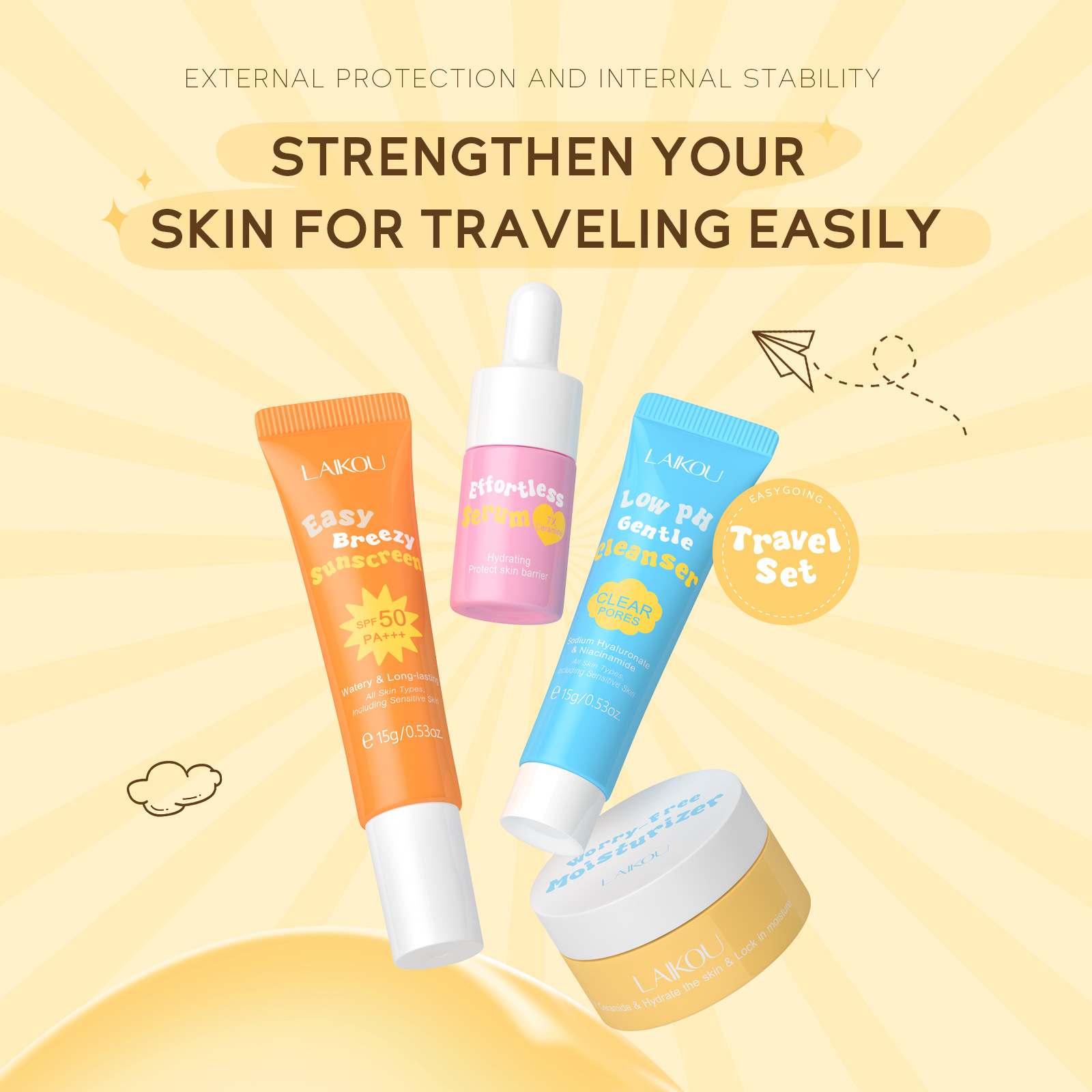 4PCS Laikou Ceramide Travel Su – Spf 50 Sunscreen recenzja i cena